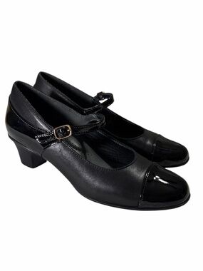 SAS Isabel Mary Jane Comfort Pumps Leather Patent Block Heel Size 8